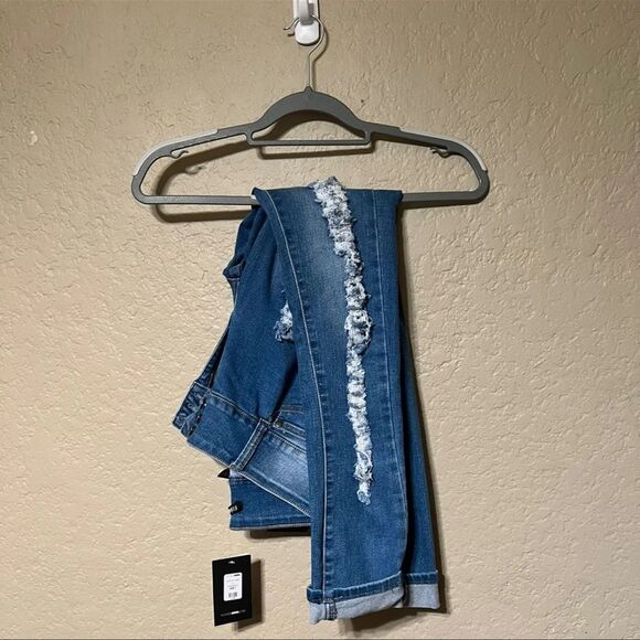 NWT Fashion Nova High Waisted Demi Skinny Jeans Sz 7 - color blue - Picture 2 of 12